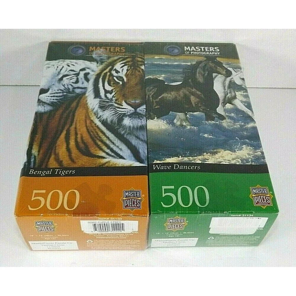Master Pieces Jigsaw Puzzles 2 Pack Bengal Tigers & Wave Dancers Horses 500 Pcs